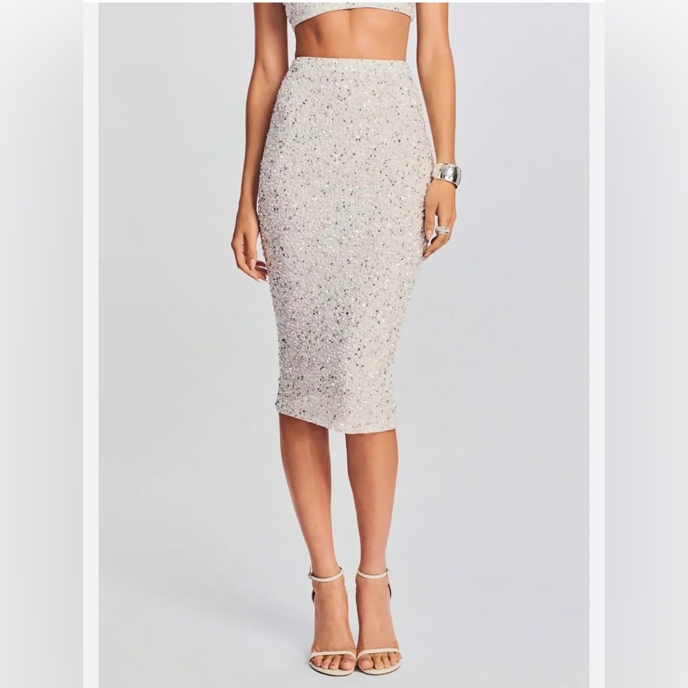 Retrofete - Mich Sequin White Midi Skirt - size Medium - NWT